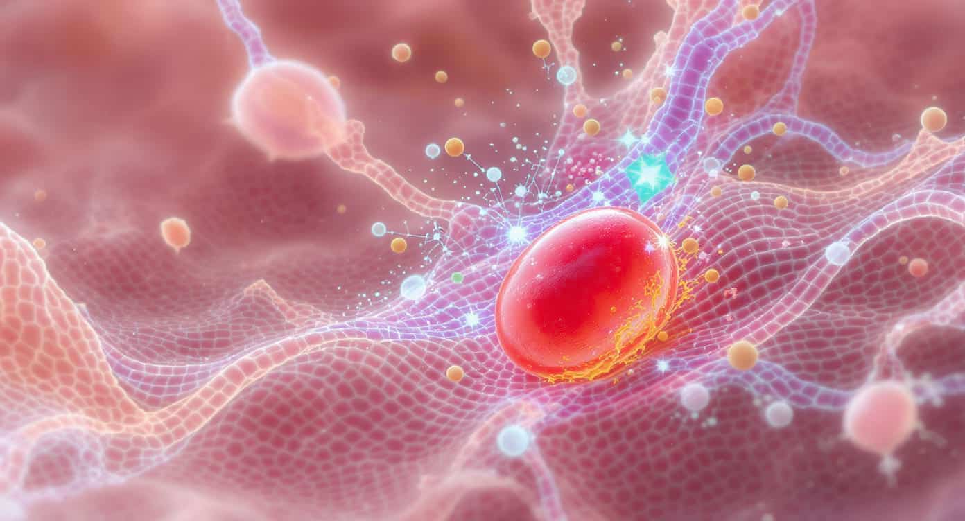 Représentation médicale des plaquettes libérant des facteurs de croissance pour la régénération