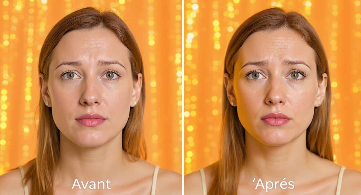 hifu-avant-apres-resultats-decevants-patiente Comparaison avant/après d’un traitement HIFU avec une patiente visiblement déçue par les résultats esthétiques