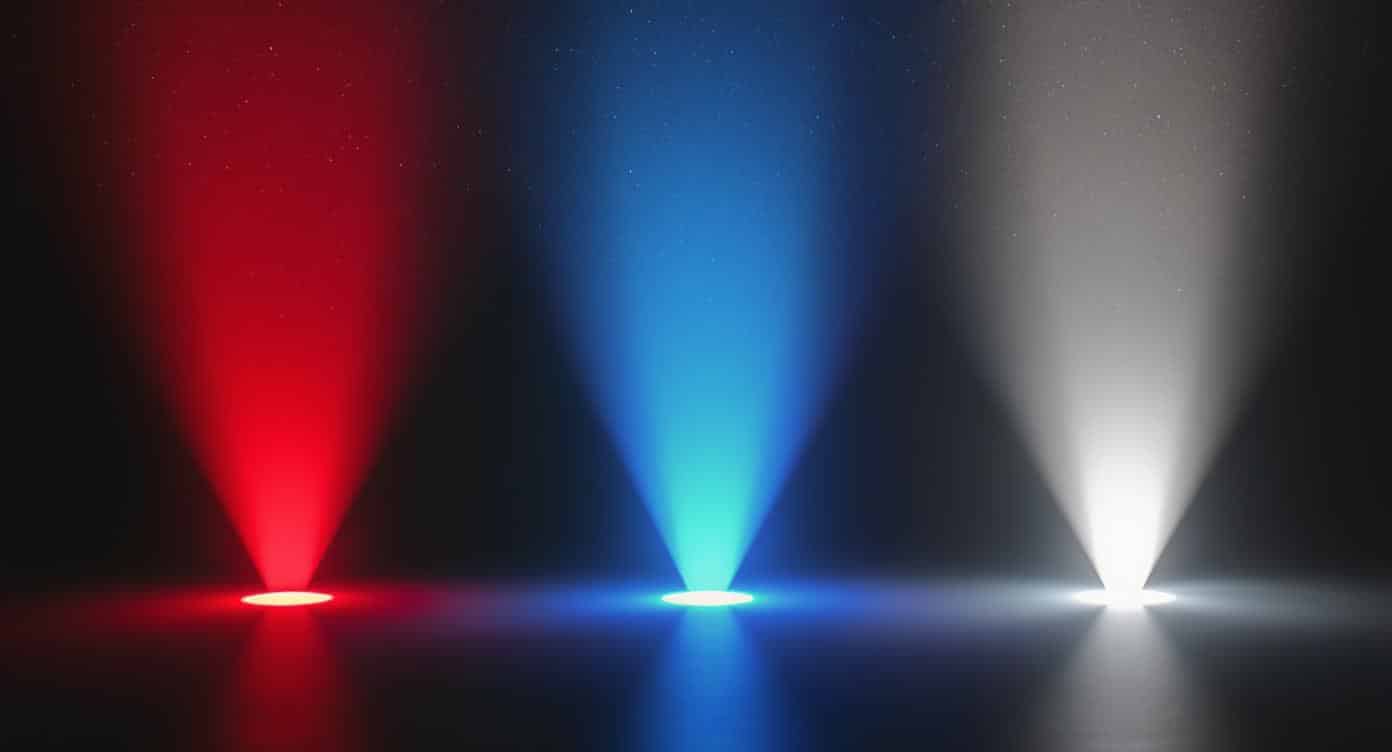 Comparaison des spectres rouge, bleu et blanc sur le sommeil