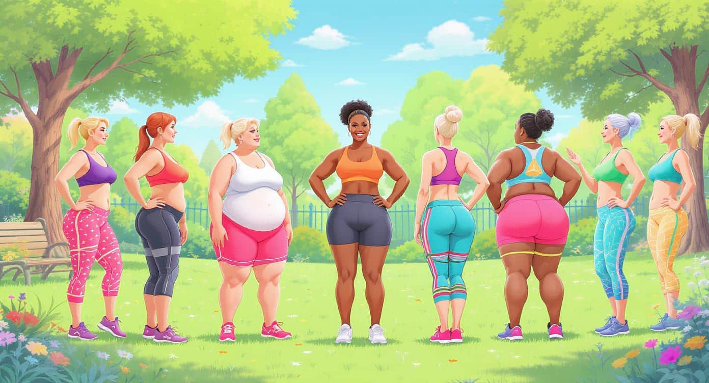 exercices-en-plein-air-hip-dips Groupe de femmes de morphologies variées faisant des exercices ciblés pour les hanches en extérieur.