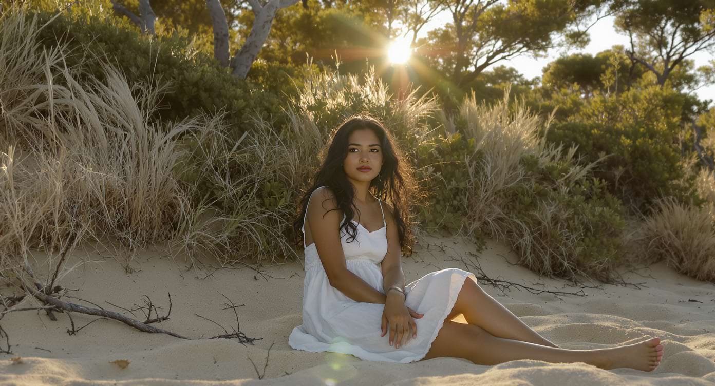 Personne assise en pleine nature avec le soleil filtrant à travers les arbres