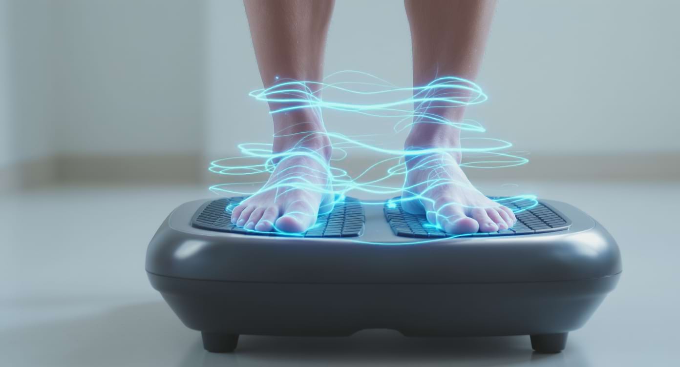 Utilisation d’une plateforme vibrante pour stimuler muscles et circulation dans un contexte de récupération biohacking