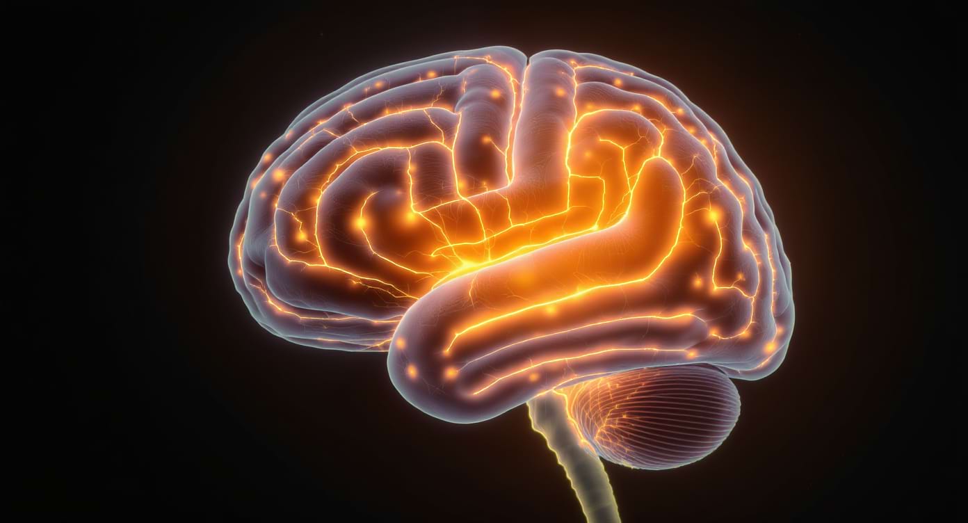 llustration du cerveau humain avec circuits neuronaux symbolisant les effets positifs et secondaires de Semax et Selank