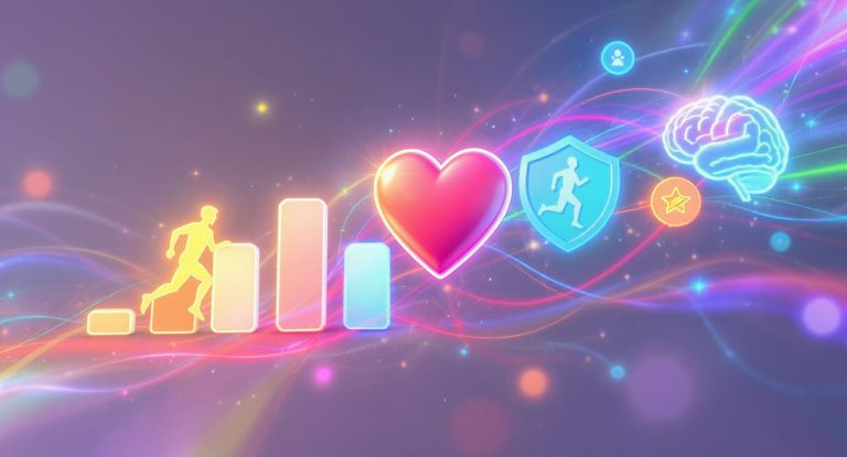 Symboles lumineux représentant la gamification appliquée à la santé