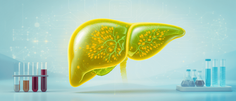 Analyse sanguine illustrant la bilirubine conjuguée et le rôle du foie dans son élimination.