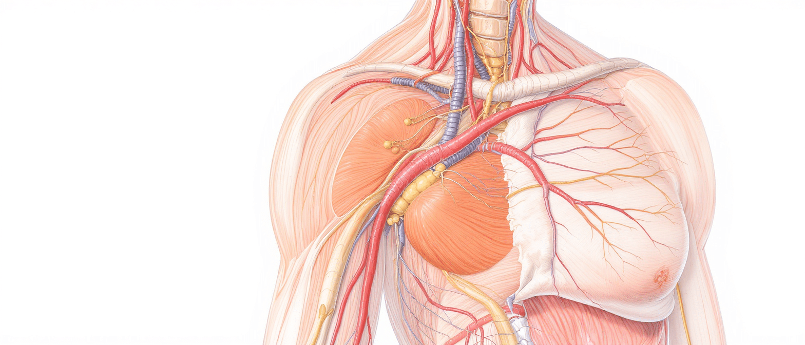 Illustration médicale d’un ganglion sous l’aisselle.
