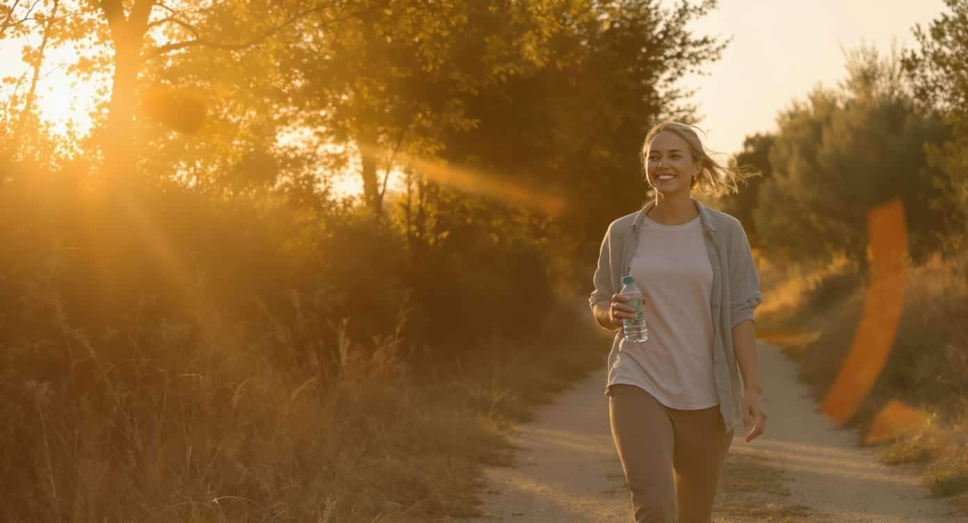 solutions-naturelles-baisser-gamma-gt Personne marchant au coucher de soleil pour soutenir sa santé hépatique