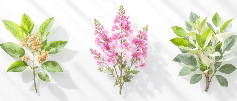 Trois plantes adaptogènes naturelles utilisées pour lutter contre la fatigue chronique : ashwagandha, rhodiola et ginseng.