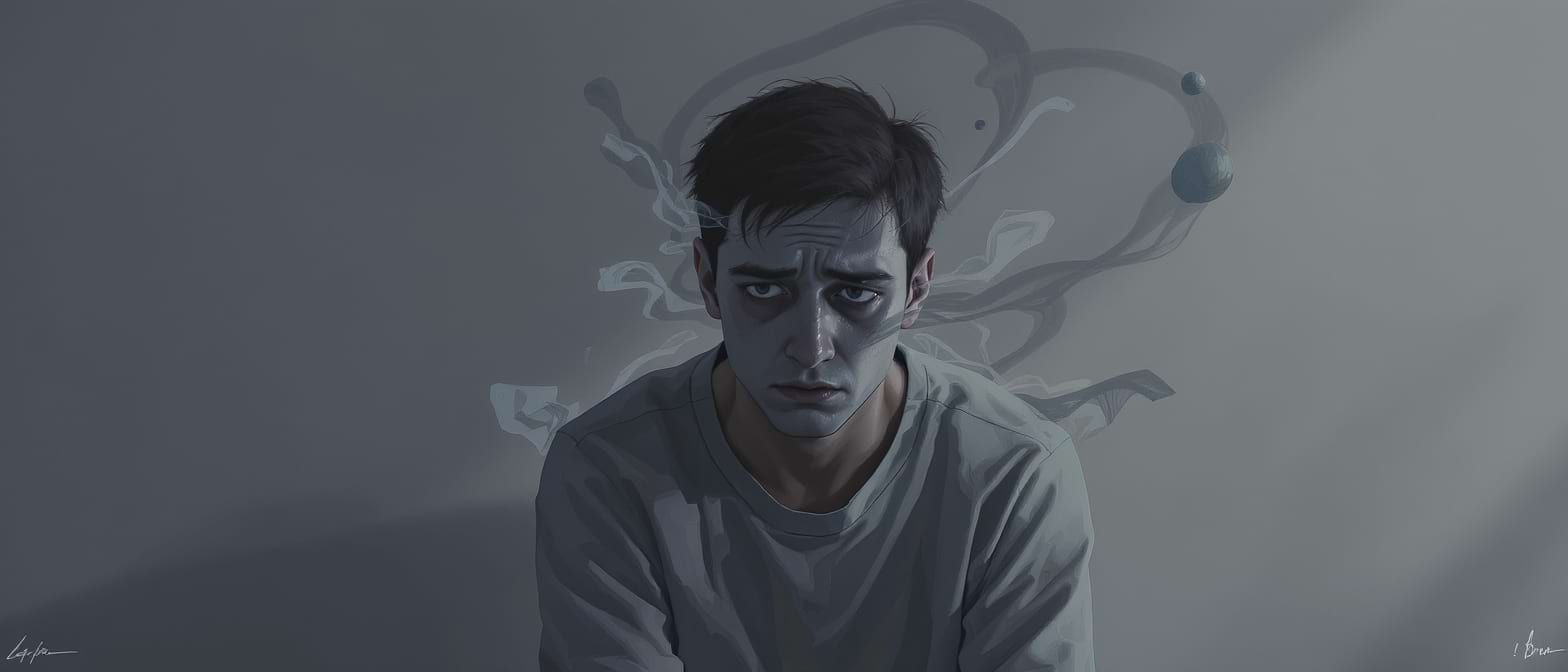 Homme épuisé et anxieux assis dans une pièce sombre, illustrant les effets du stress chronique.