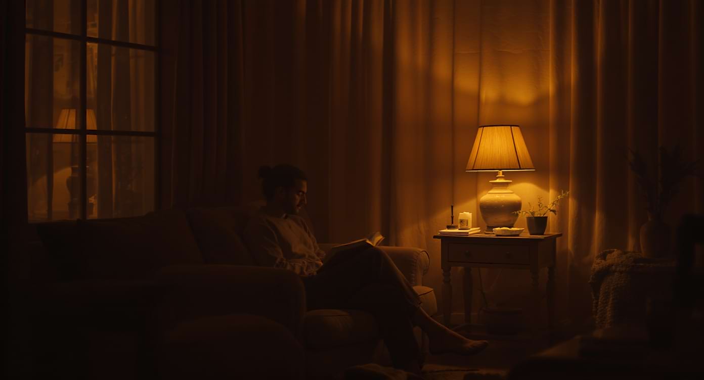 lumiere-chaude-soiree-apaisement Ambiance douce du soir avec lumière chaude favorisant l’apaisement.