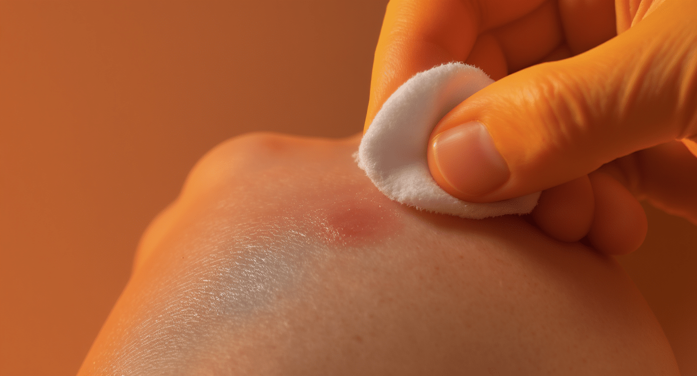 desinfection-verrue-main-coton Main désinfectant délicatement une verrue avec un coton imbibé d’antiseptique.