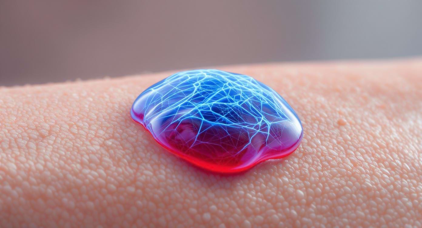 Illustration réaliste d’un caillot de fibrine se formant sur une plaie.