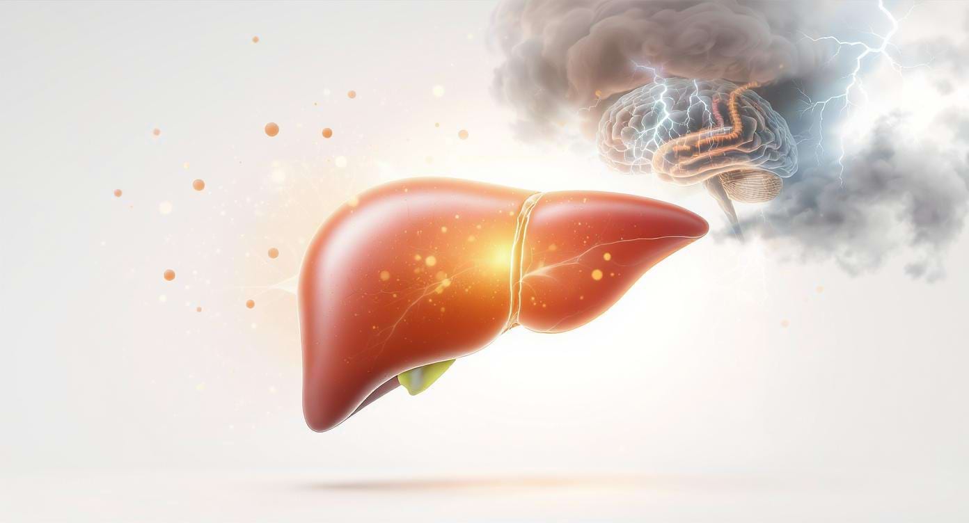 Illustration du foie avec des signes de stress physiologique