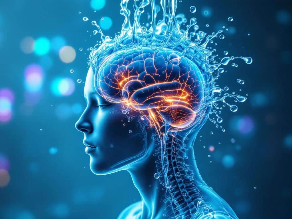 llustration médicale montrant les effets de l’hyperhydratation sur le cerveau
