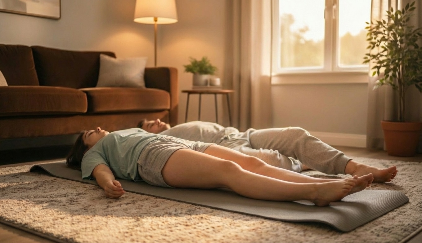 Personnes allongées sur le dos en position de repos pour soulager une douleur derrière la cuisse.