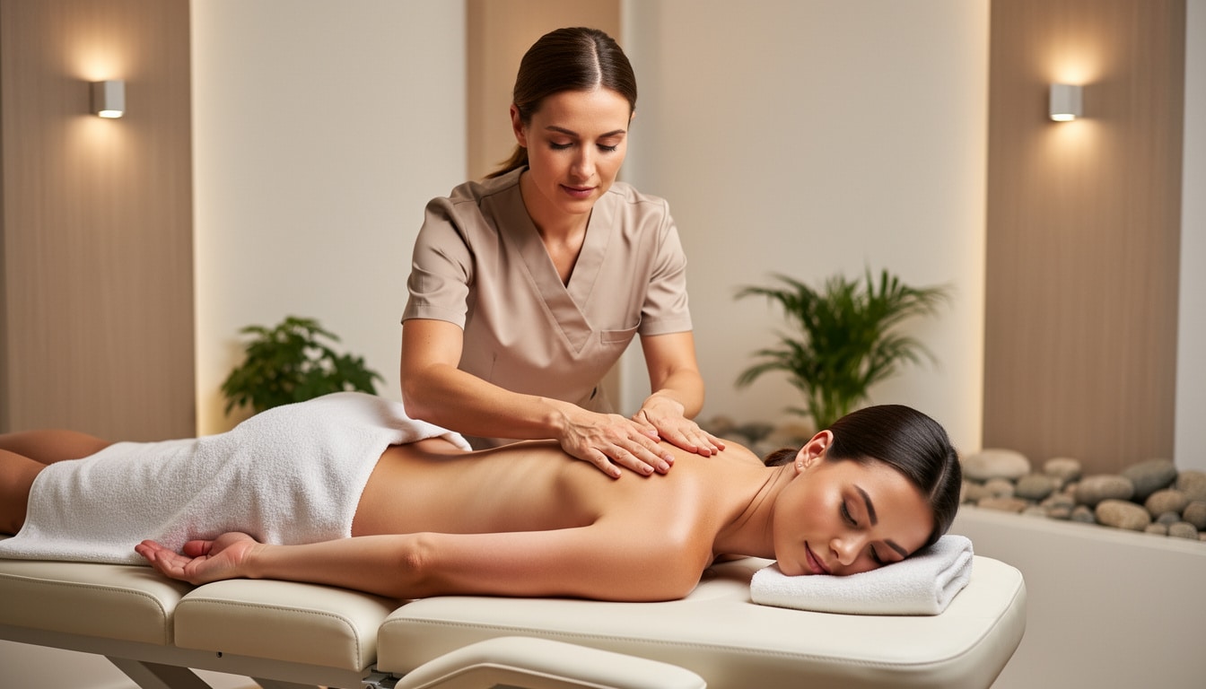Massage bien-être relaxant du dos dans un cadre professionnel et apaisant