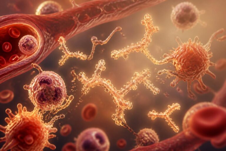 Globules rouges, cellules et molécules dans un vaisseau sanguin